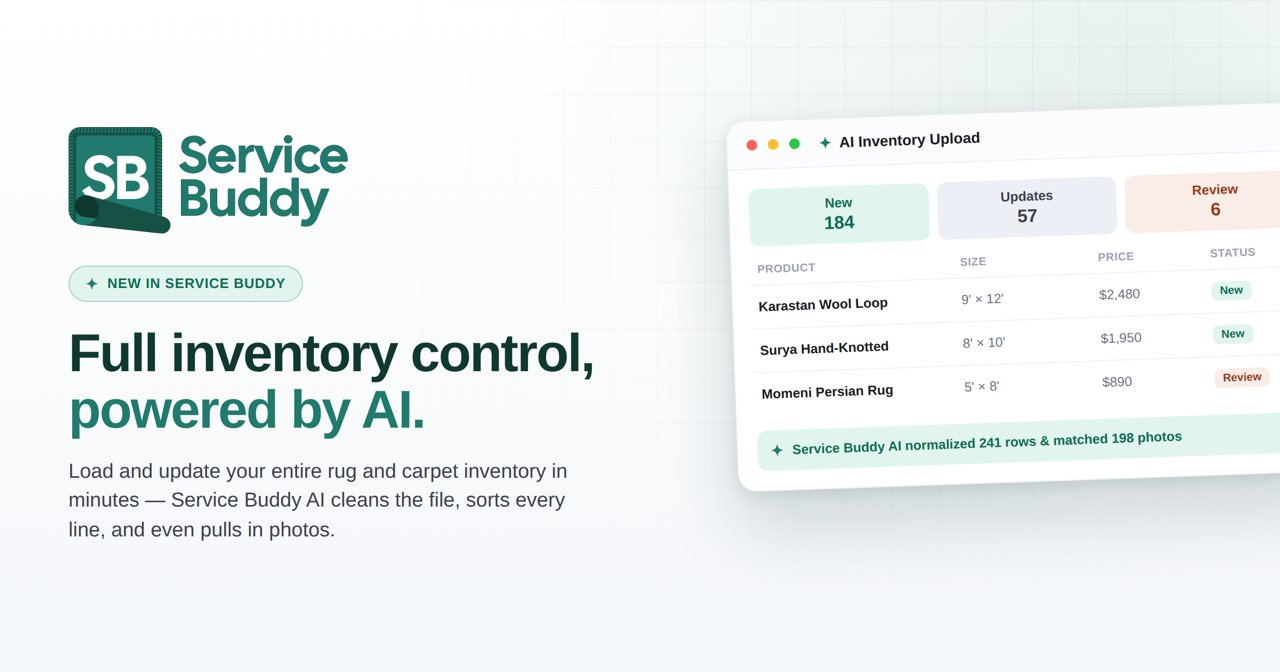 Service Buddy, Full Inventory Control, Powered by AI